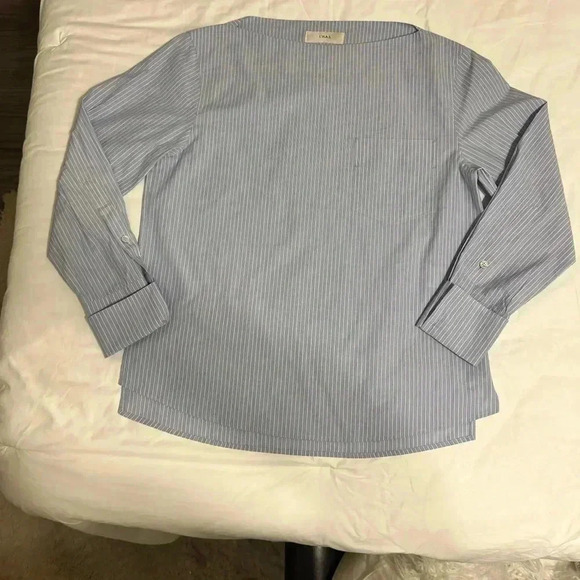 L’H.A.S Oversized Boatneck Shirt_Blue Stripe Size  Small - Picture 3 of 14